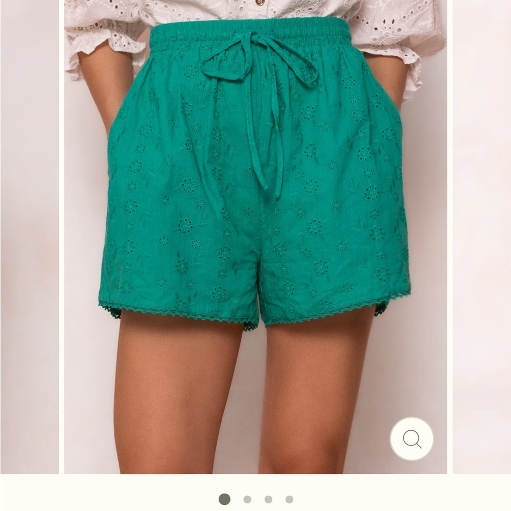 Ivy City Co Green High Waist Shorts with Adjustable Drawstring